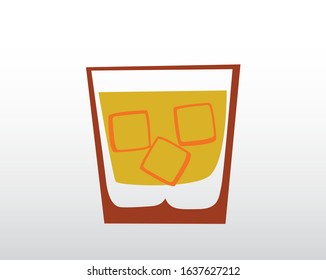 Whiskey Glass Alcohol Drink - Vector Illustration Icon Isolated