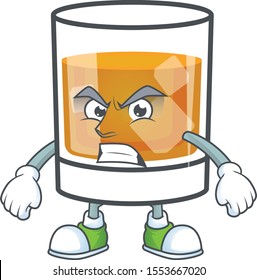 Whiskey in the glass with annoyed mascot