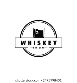 whiskey glass bar club logo design night party concept with label circle