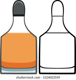Whiskey glass bottle in colored and line versions