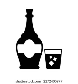 Whiskey glass bottle icon design. isolated on white background. vector illustration
