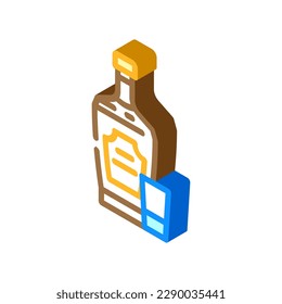 whiskey glass bottle isometric icon vector. whiskey glass bottle sign. isolated symbol illustration