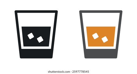 Whiskey Glass colored icon set. Stock Vector