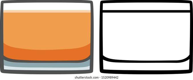 Whiskey glass in colored and line versions