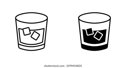 Whiskey Glass flat simple vector icons illustration set.