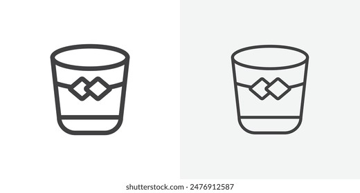Whiskey Glass flat thin line icon collection.