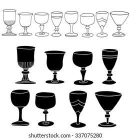 Whiskey Glass hand drawing set