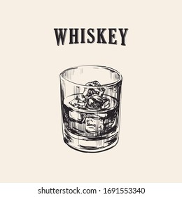 Whiskey Glass Hand Drawn Drink Illustration