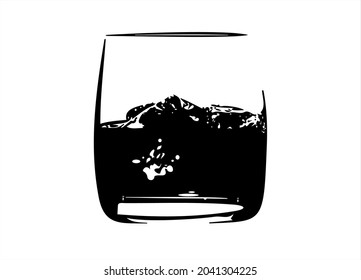Whiskey Glass Hand Drawn Drink Illustration
