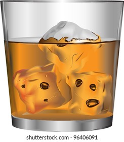 Whiskey glass with ice cubes vector for different uses