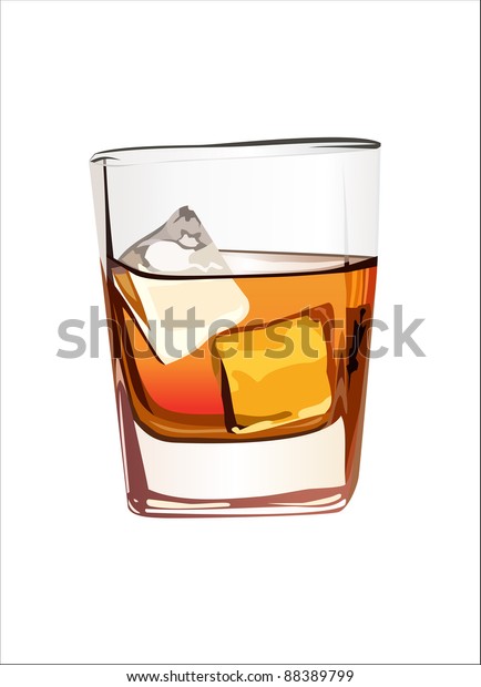 Whiskey Glass Ice Isolated On White Stock Vector (Royalty Free) 88389799