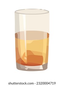 Whiskey glass and ice, perfect cocktail mix icon isolated