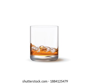 Whiskey glass with ice. vector