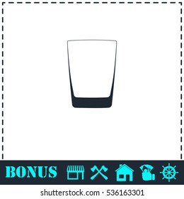 Whiskey glass icon flat. Simple vector symbol and bonus icon
