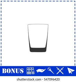 Whiskey glass icon flat. Simple vector symbol and bonus icon