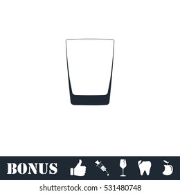 Whiskey glass icon flat. Vector illustration symbol and bonus pictogram