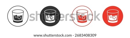 Whiskey Glass icon Logos. Flat Vector Icon Design Template