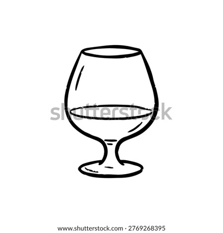 Whiskey glass icon representing aged alcoholic drink, often consumed neat or with ice in social occasions. hand drawn style
