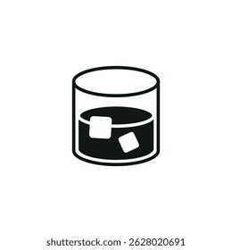 Whiskey glass icon. Simple whiskey glass with ice cubes icon for social media, app and web design. Vector illustration.