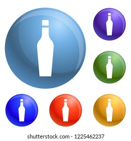 Whiskey glass icons set vector 6 color isolated on white background