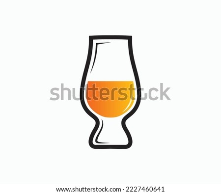 Whiskey Glass logo vector. Whiskey Glass Vector Icon. Glencairn Whisky Glass.