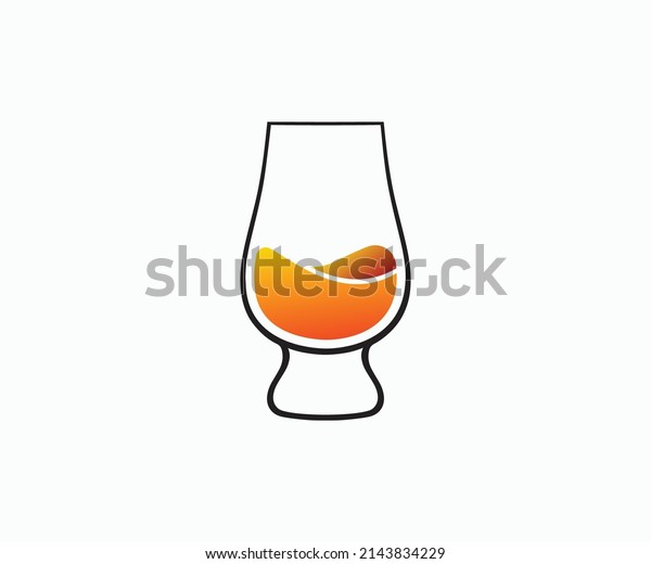 Whiskey Glass logo vector.\
Simple illustration of Whiskey Glass Vector Icon. Glencairn Whisky\
Glass.