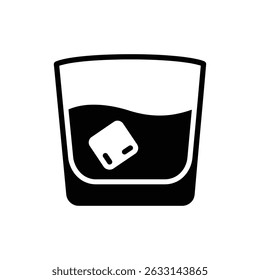 Whiskey Glass with Single Ice Cube Design