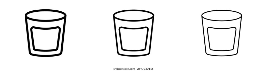 Whiskey Glass thin line vector icon set.