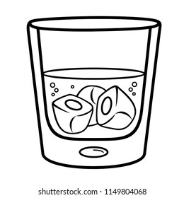 Whiskey Glass. Vector flat outline icon illustration isolated on white background.