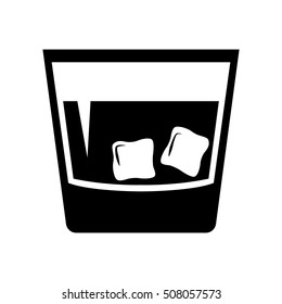 Whiskey glass vector. Ice cubes. Drink vector.