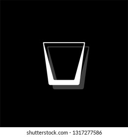 Whiskey glass. White flat simple icon with shadow