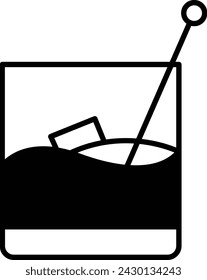 Whiskey glyph and line vector illustration