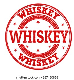 Whiskey grunge rubber stamp on white, vector illustration