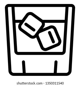Whiskey ice cube glass icon. Outline whiskey ice cube glass vector icon for web design isolated on white background