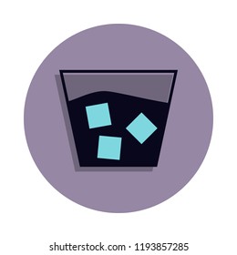 whiskey with ice icon in badge style. One of web collection icon can be used for UI, UX