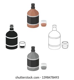 Whiskey icon in cartoon,black style isolated on white background. Alcohol symbol stock vector illustration.