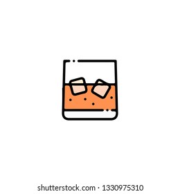 Whiskey icon, flat design line art thin style. Saint Patrick's Day vector illustration
