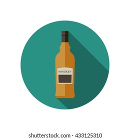 Whiskey icon in flat style. Vector flat bottle of russian vodka.