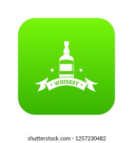 Whiskey icon green vector isolated on white background