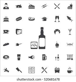 Whiskey icon on the white background. restaurant set of icons.