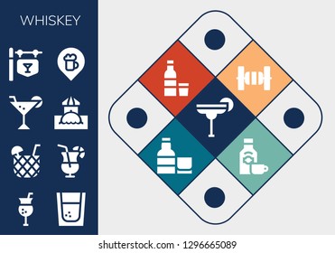  whiskey icon set. 13 filled whiskey icons. Simple modern icons about  - Cocktail, Tequila, Bar, Bars, Vodka, Whiskey, Rum