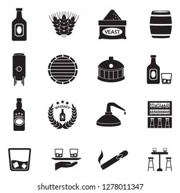 Whiskey Icons. Black Flat Design. Vector Illustration.