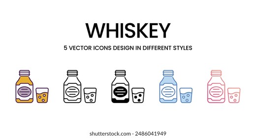 Whiskey Icons different style vector stock illustration
