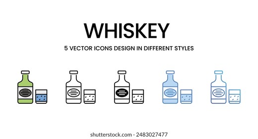 Whiskey icons vector set stock illustration.