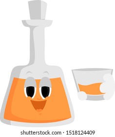 Whiskey, Illustration, Vektorgrafik auf weißem Hintergrund.
