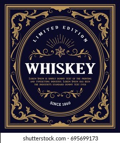 Whiskey Label antique engrave design retro vector illustration