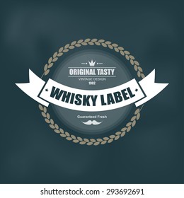 Whiskey label design with decoration and ribbon. Can be used for design elements, logos, labels and packaging web design.
