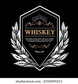 Whiskey Label emblème badge design illustration vectorielle rétro