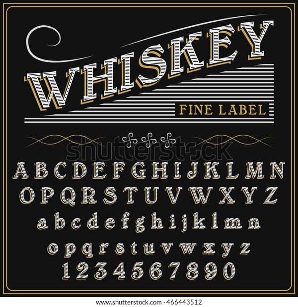 Whiskey Label Font Sample Label Design Stock Vector Royalty Free