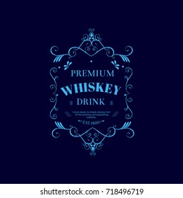 Whiskey label hand drawn vintage typography blackboard retro border vector 